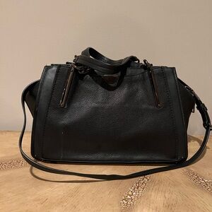 Coach Black Satchel with Textured Leather and Adjustable Strap